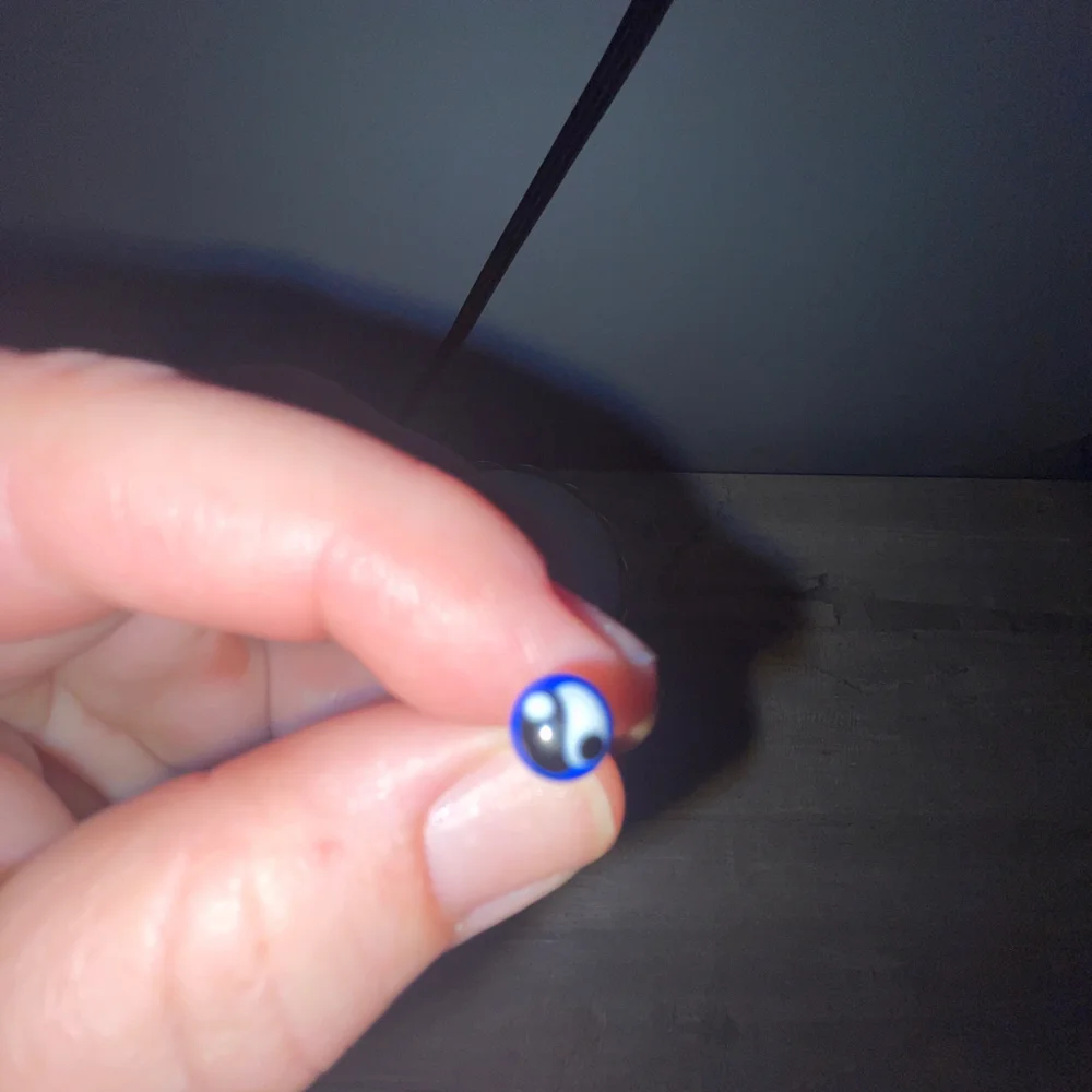Surgical Steel Acrylic Ball Barbell Blue Ying Yang Body Jewelry Tongue Art 29mm